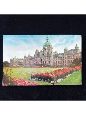 Vintage Postcard 1962 Victoria BC Parliament Bldg Queen Elizabeth Slogan Cancel